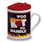 Too Hot To Handle. Valentine Gift Mug With Candy.